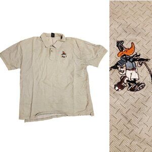 Vintage 90s 1990s Looney Tunes Daffy Duck Green Gof  Polo Shirt Men's Size XXL